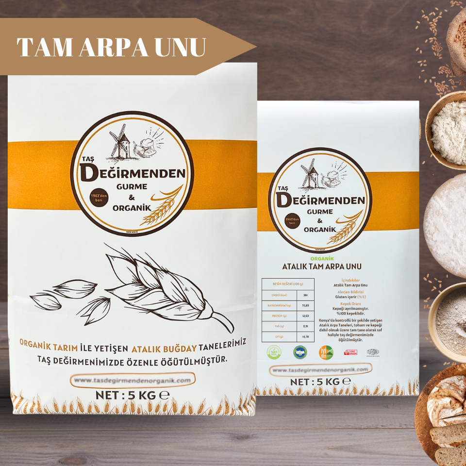 Organik Atalık Tam Arpa Unu - 5 Kilo