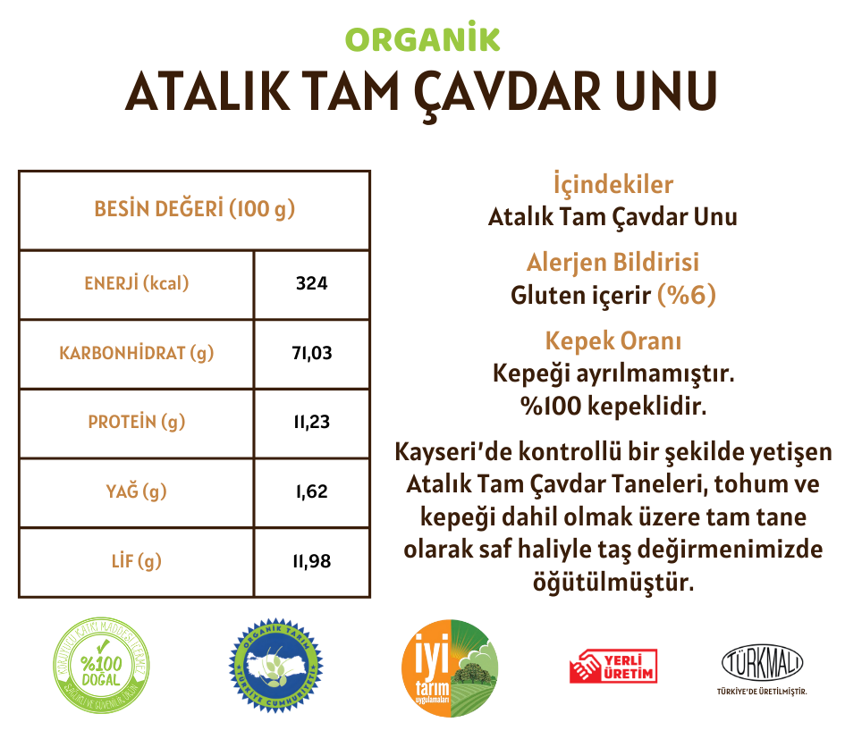 Organik Atalık Tam Çavdar Unu - 5 Kilo