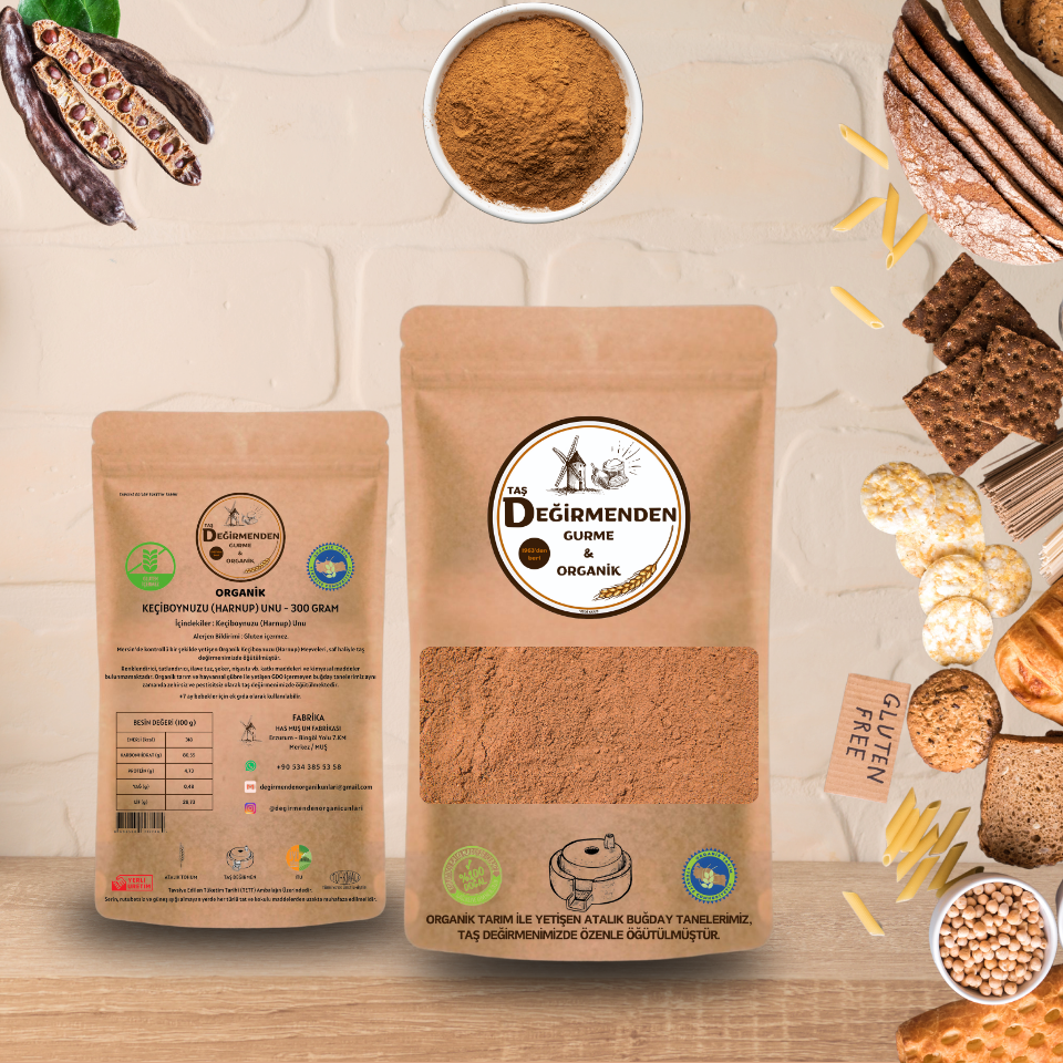 Organik Keçiboynuzu (Harnup) Unu (Gluten İçermez) - 300 Gram
