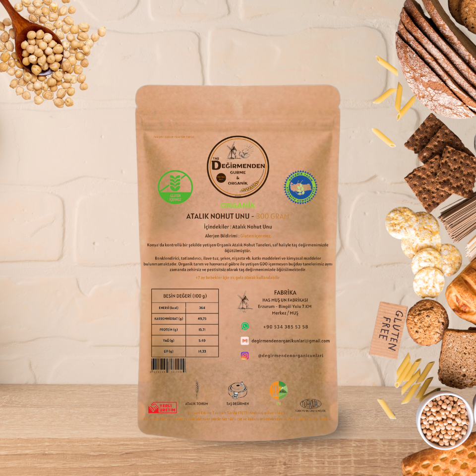Organik Atalık Nohut Unu (Gluten İçermez) - 300 Gram