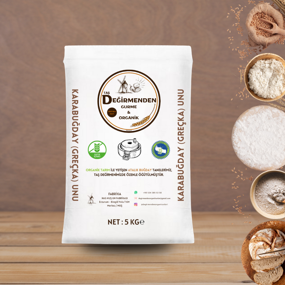 Organik Atalık Karabuğday (Greçka) Unu (Gluten İçermez) - 5 Kilo