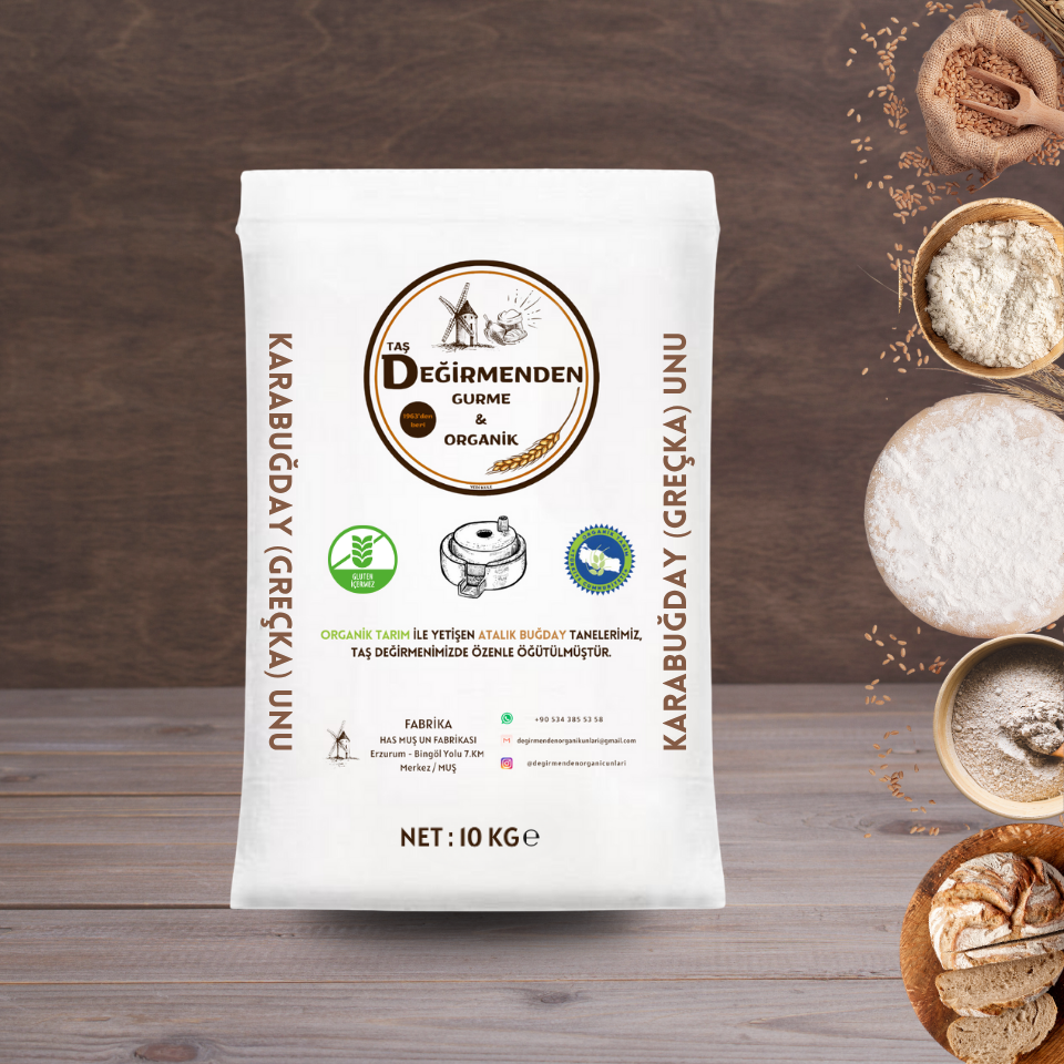 Organik Atalık Karabuğday (Greçka) Unu (Gluten İçermez) - 10 Kilo