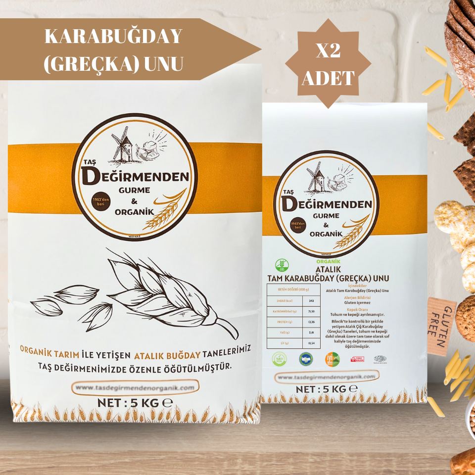 Organik Atalık Karabuğday (Greçka) Unu (Gluten İçermez) - 10 Kilo