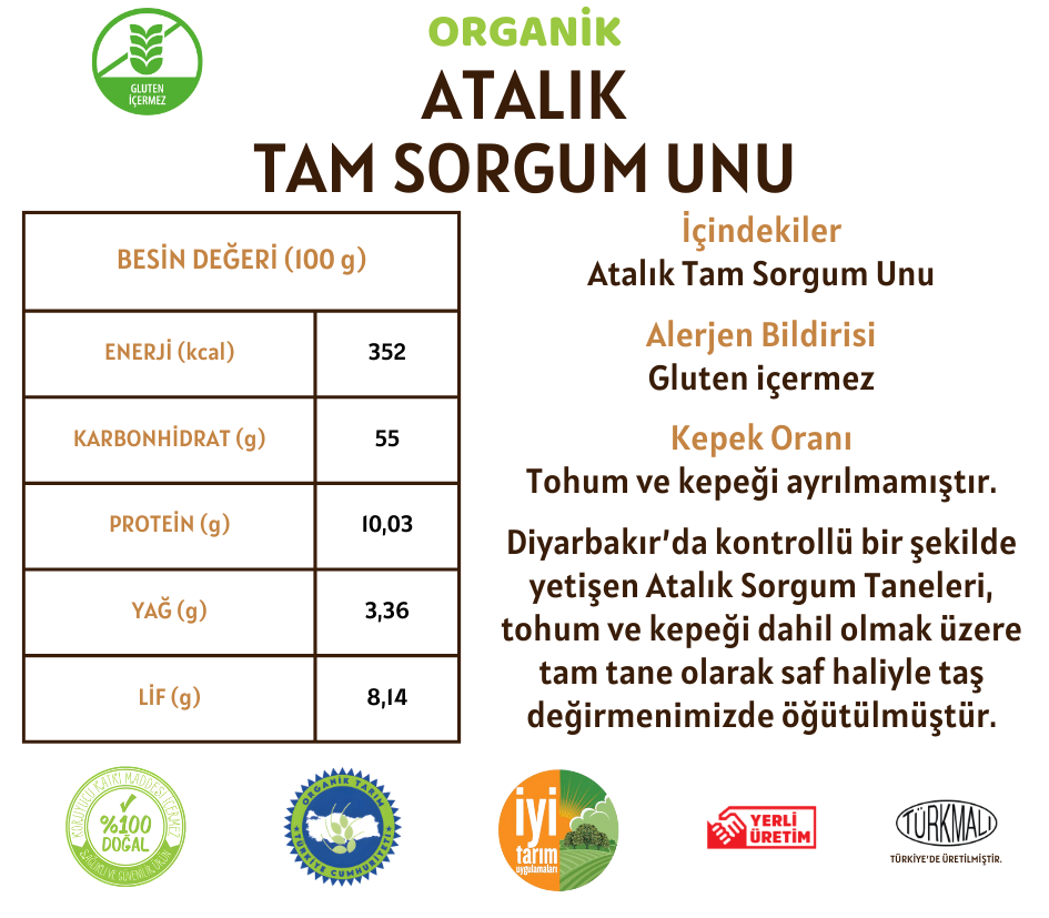 Organik Tam Sorgum Unu (Gluten İçermez) - 5 Kilo