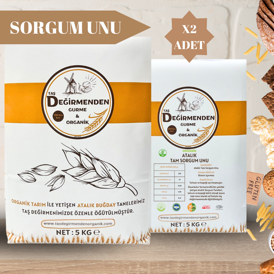 Organik Tam Sorgum Unu (Gluten İçermez) - 10 Kilo