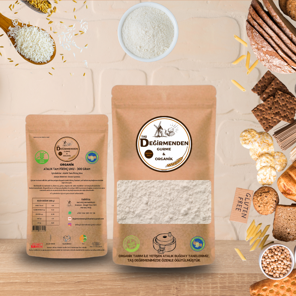 Organik Atalık Tam Pirinç Unu (Gluten İçermez) - 300 Gram