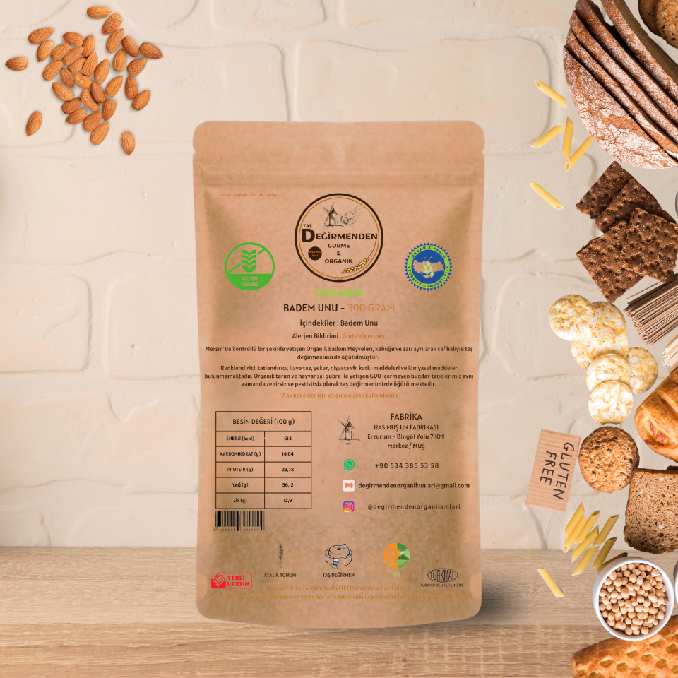 Organik Badem Unu Gluten Içermez - 300 Gram