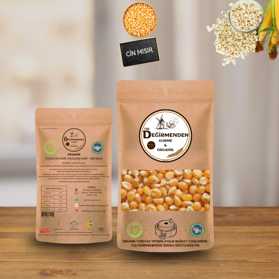 Organik Atalık Cin Mısır / Patlamış Mısır - 500 Gram