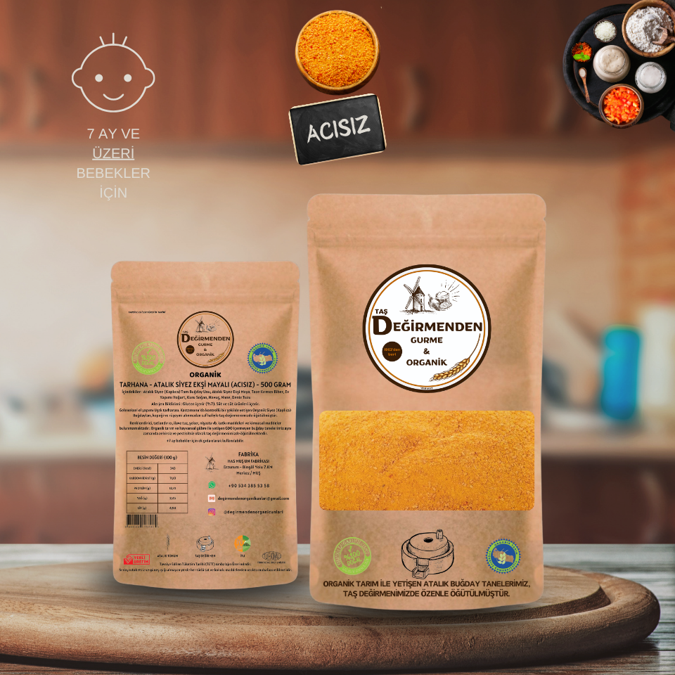 Organik Atalık Tarhana Acısız - Siyez Unlu, Siyez Ekşi Mayalı - 500 Gram