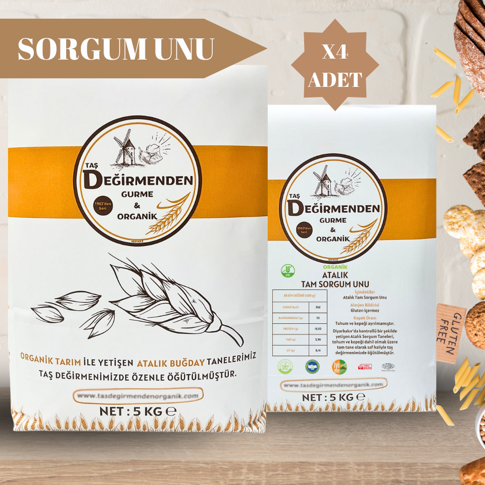 Organik Tam Sorgum Unu (Gluten İçermez) - 20 Kilo