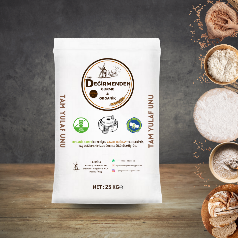 Organik Atalık Tam Yulaf Unu (Gluten İçermez) - 25 Kilo