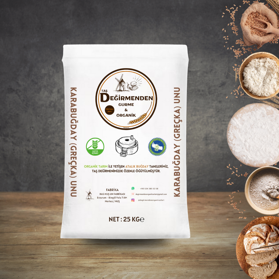 Organik Atalık Karabuğday (Greçka) Unu (Gluten İçermez) - 25 Kilo