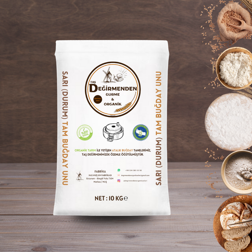 Organik Atalık Sarı Durum Tam Buğday Unu - 10 Kilo
