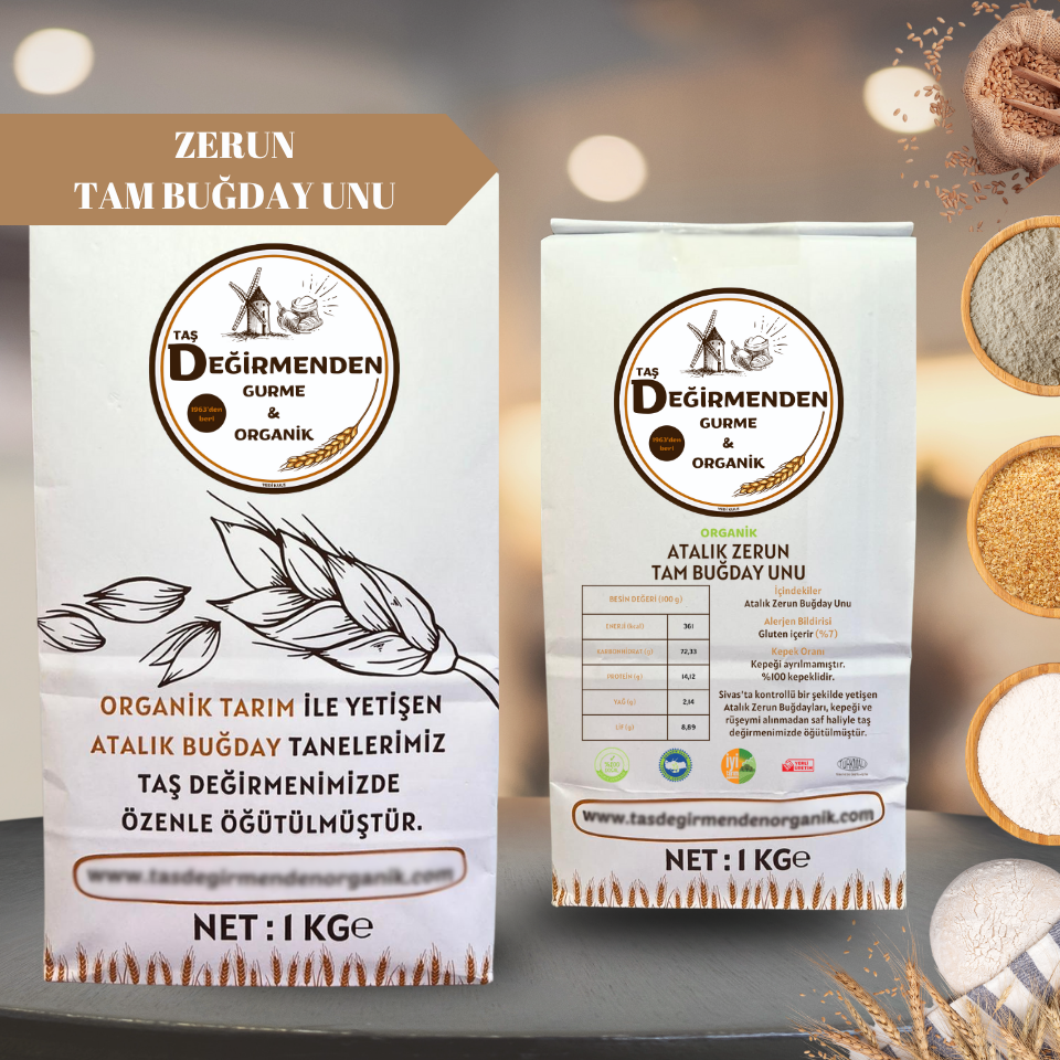 Organik Atalık Zerun Tam Buğday Unu - 1 Kilo
