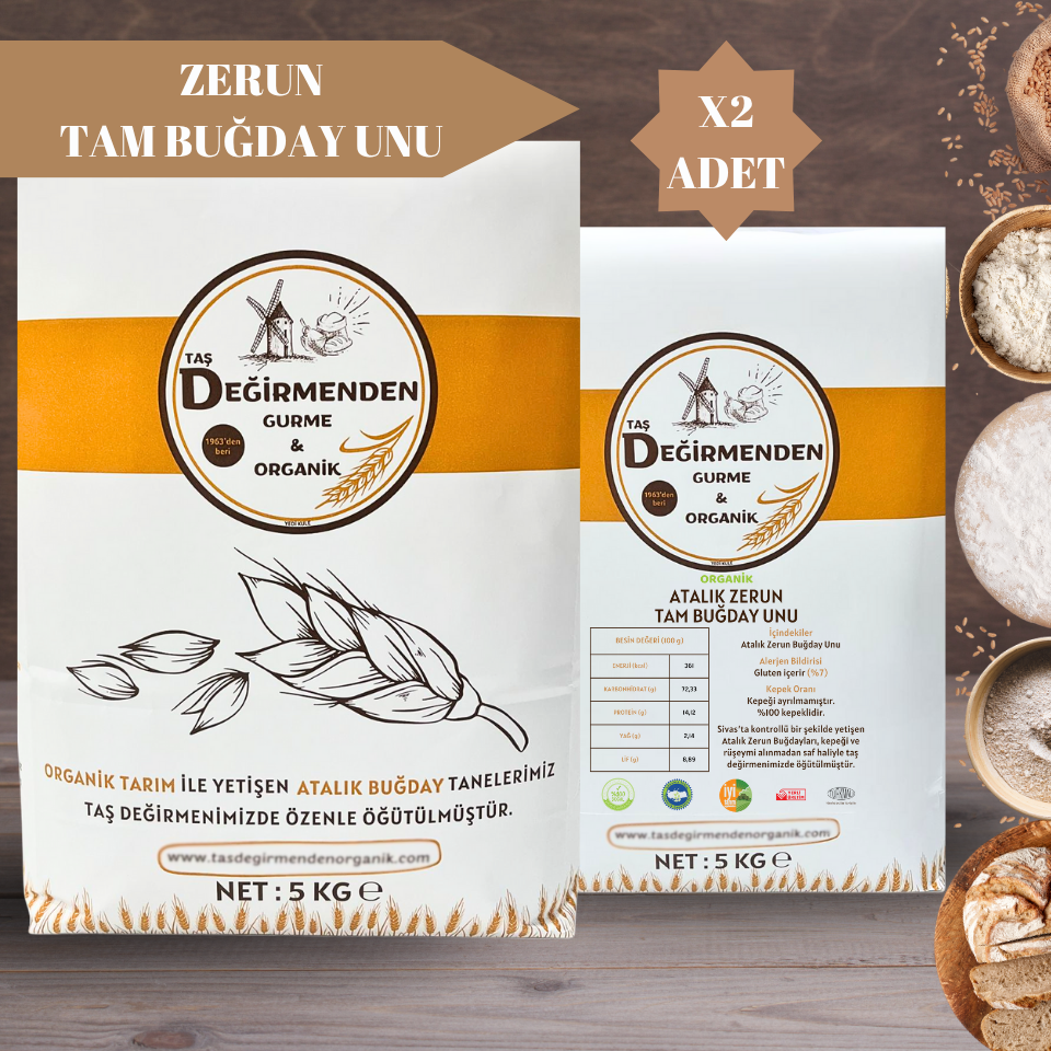 Organik Atalık Zerun Tam Buğday Unu - 10 Kilo