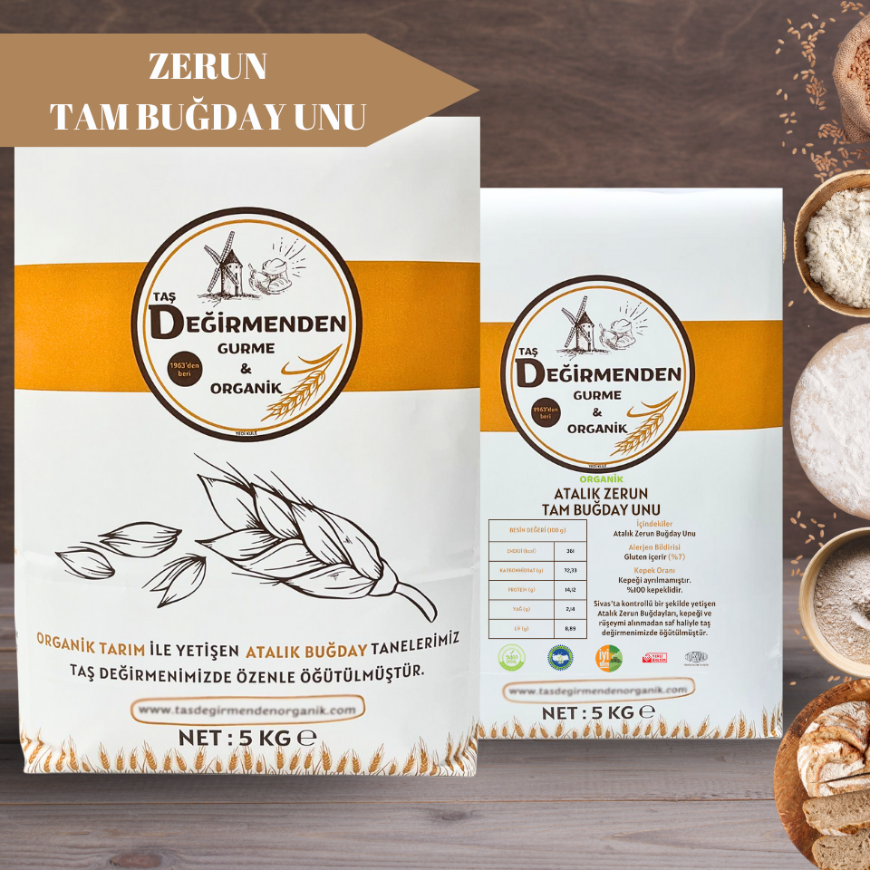 Organik Atalık Zerun Tam Buğday Unu - 5 Kilo