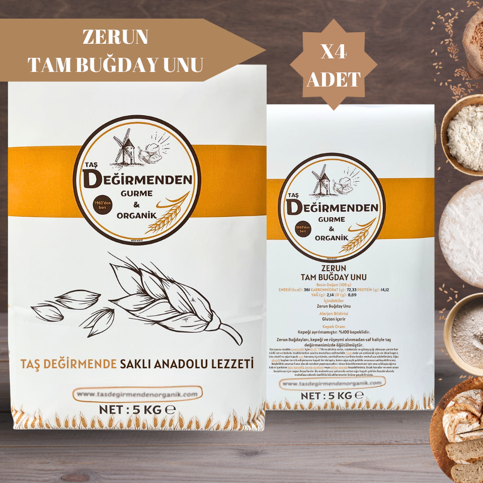 Zerun Tam Buğday Unu - 20 Kilo