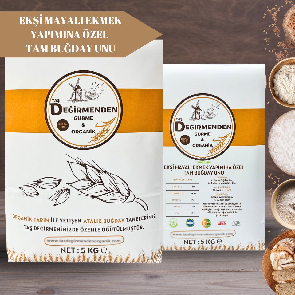 Organik Atalık Ekşi Mayalı Ekmek Yapımına Özel Tam Buğday Unu - 5 Kilo