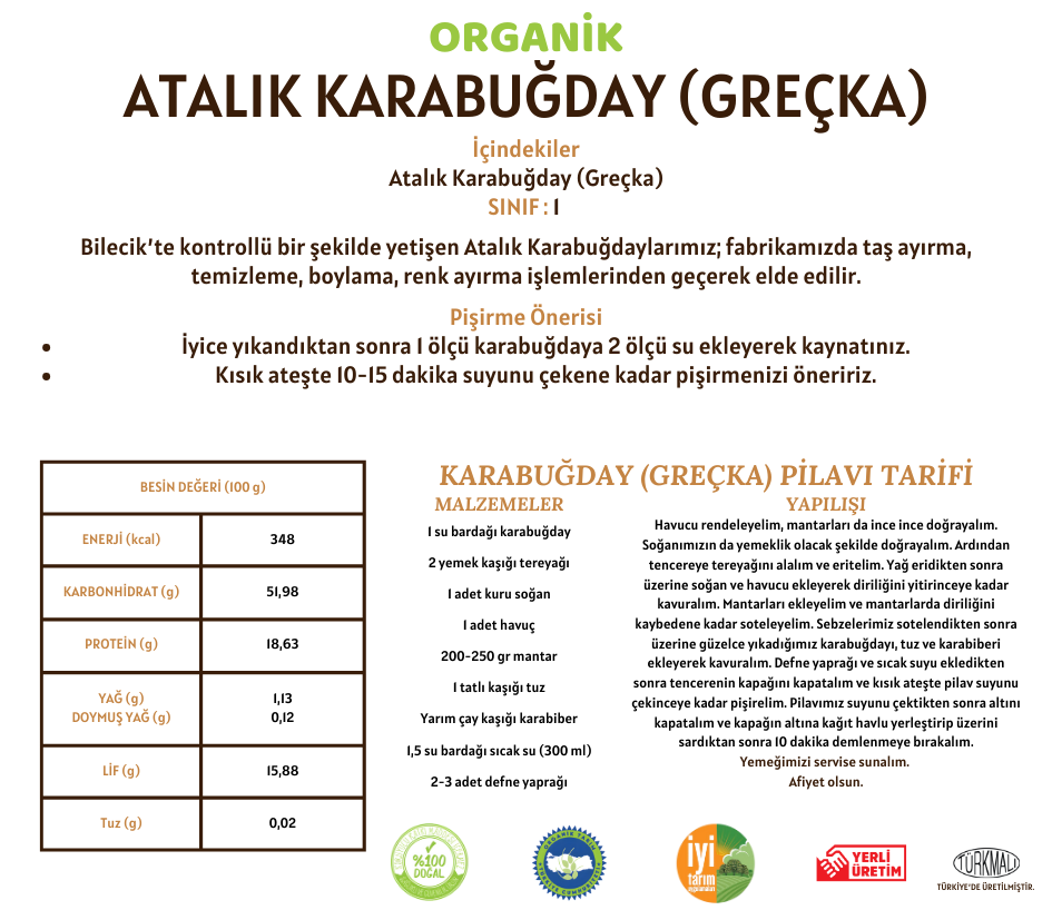 Organik Atalık Karabuğday (Greçka) - 5 Kilo