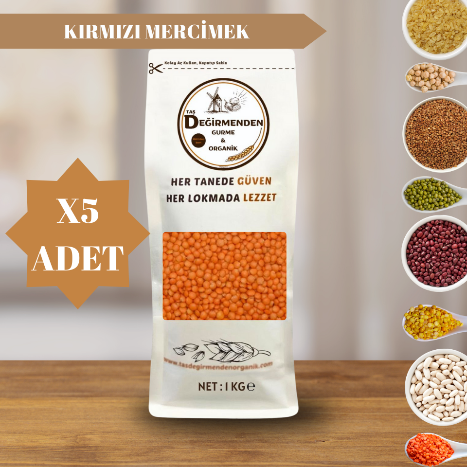 Organik Atalık Kırmızı Mercimek - 5 Kilo