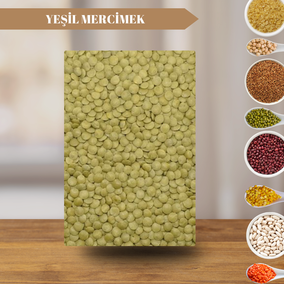 Organik Atalık Yeşil Mercimek (7 MM) - 5 Kilo
